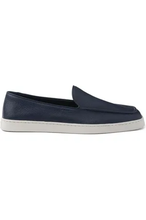 Prada Piped-trim leather loafers