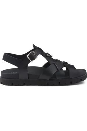 Prada Triangle-logo woven sandals