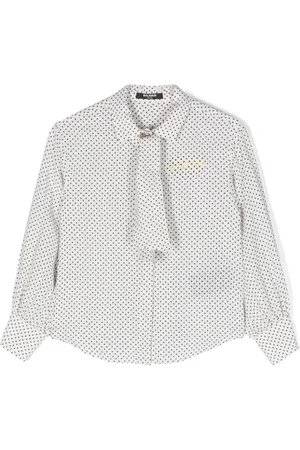 Balmain Kids geometric-print crepe shirt - White