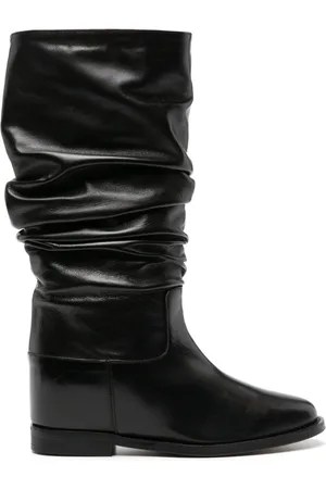 Via Roma Draped leather mid-calf boots