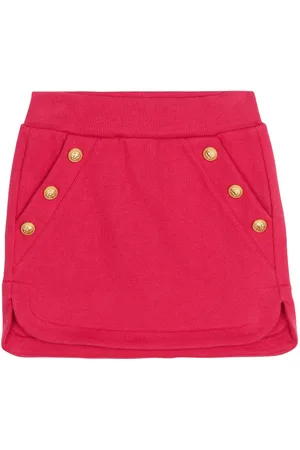 Balmain Button-embellished cotton skirt