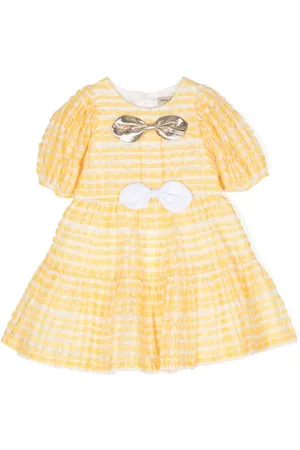 HUCKLEBONES LONDON Bow-detail striped midi dress