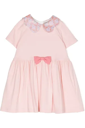 HUCKLEBONES LONDON Bow-detail contrast-collar midi dress