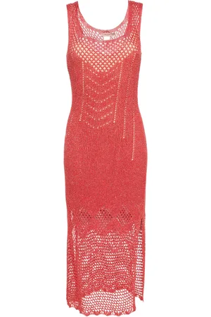 Twin-Set Metallic open-knit maxi dress