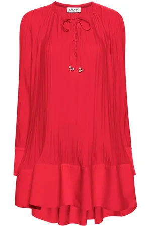 Lanvin Pliss??-effect crepe minidress