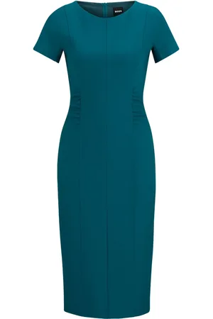 HUGO BOSS Short-sleeve ruched midi dress