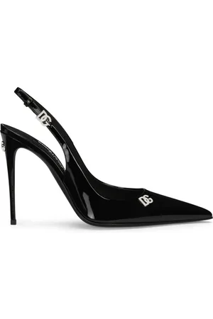 Dolce & Gabbana Logo-plaque slingback leather pumps