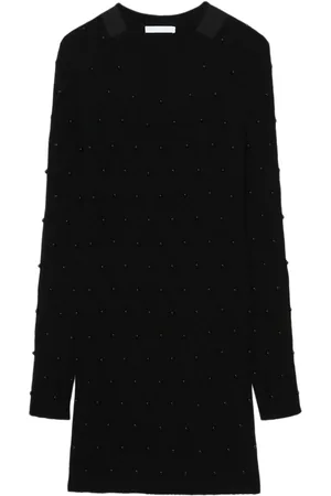 Helmut Lang Bead-embellished ribbed-knit dress