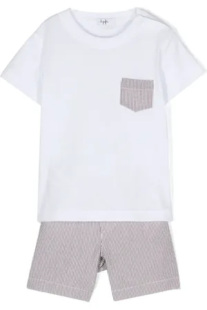 Il gufo Striped cotton shorts set