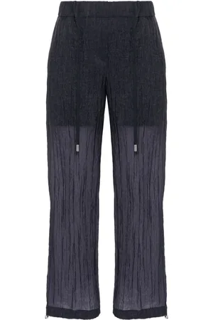 PESERICO SIGN Seersucker straight trousers