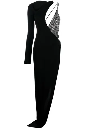 GENNY Asymmetric crystal-embellished dress