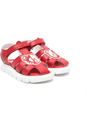 Moschino Kids heart-patch leather sandals - White