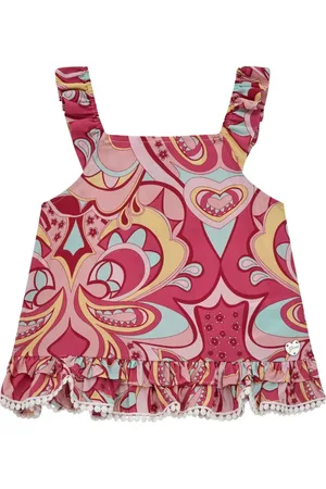Guess Abstract-print ruffled top