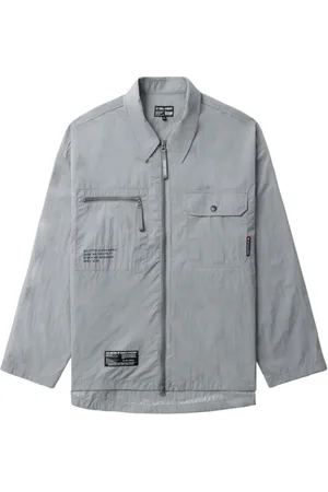 Izzue Text-print zip-up shirt