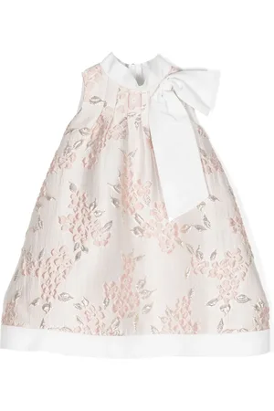 HUCKLEBONES LONDON Bow-detail patterned-jacquard midi dress