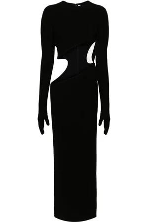 Monot Spliced-bodice Cutout Maxi Dress in Black