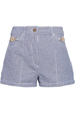 Patou Striped denim mini shorts