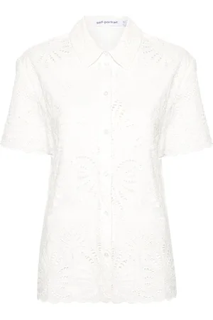 Self-Portrait Broderie-anglaise cotton shirt