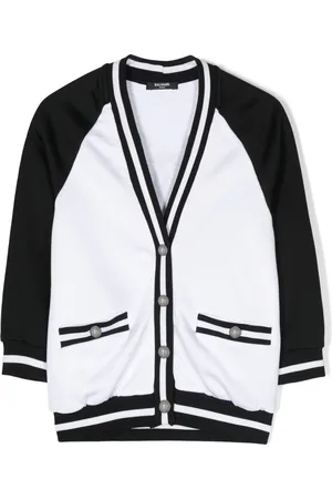 Balmain Logo-print striped cardigan