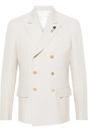 LARDINI Double-breasted linen blazer
