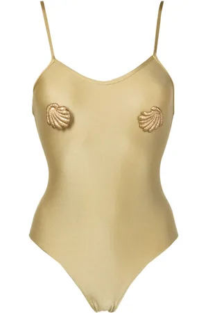 Adriana Degreas Shell-appliqué metallic swimsuit