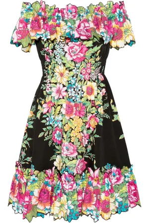 Etro Floral-print off-shoulder cotton dress