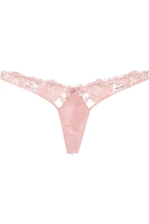 FLEUR DU MAL Rose-embroidered thong