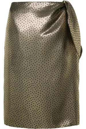 Saint Laurent Knot-detail lamé skirt