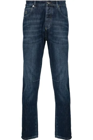 Brunello Cucinelli Solomei-embroidered tapered jeans