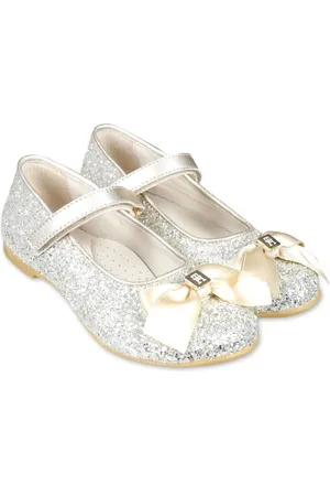 ANDANINES bow-detail metallic ballerina shoes - Gold