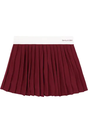 TWINSET lace-trim pleated skirt - Red