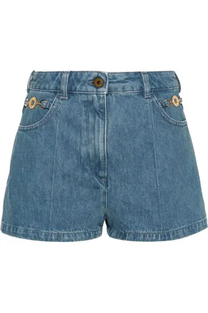 Patou Logo-embroidered denim mini shorts