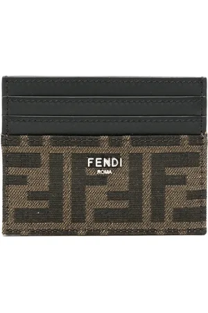 Fendi FF-jacquard leather card holder
