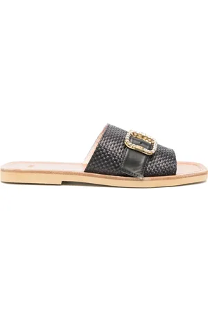 Nº21 Crystal-embellished woven slides