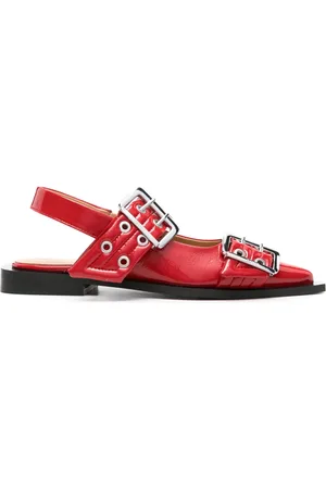 Ganni Wide Welt buckled ballerina shoes