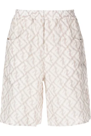 Fendi Abstract-print linen shorts