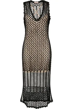 Twin-Set Open-knit midi dress