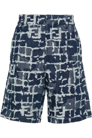 Fendi FF-distressed denim shorts