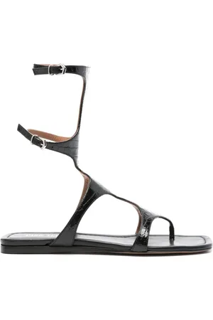 PARIS TEXAS Crocodile-effect flat sandals