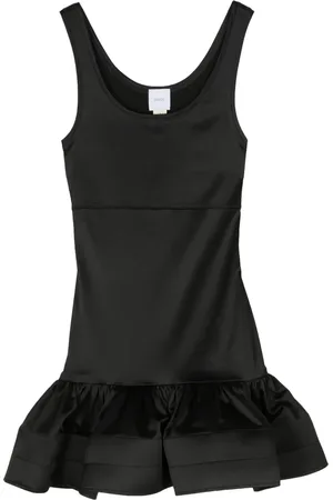 Patou Ruffled satin tank dress