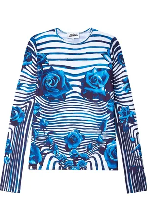 Jean Paul Gaultier Floral-print striped T-shirt