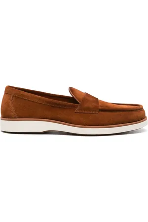 santoni Suede penny loafers