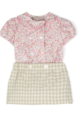 LA STUPENDERIA Floral gingham skirt set