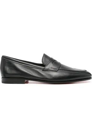 santoni Almond leather loafers