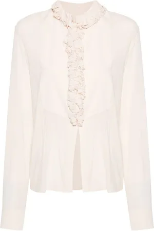 Serafini Ruffle-detal semi-sheer blouse