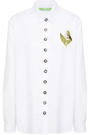 Chopova Lowena Floral-appliqu?? button-up shirt