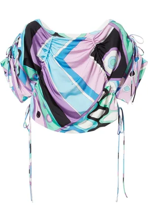 Puccini Vivara-print cropped blouse