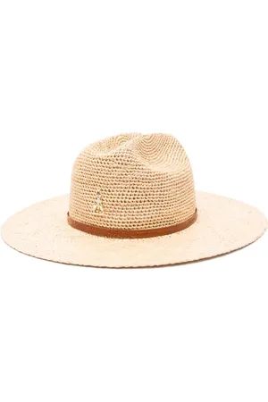 Patrizia Pepe Cowboy logo-plaque raffia hat