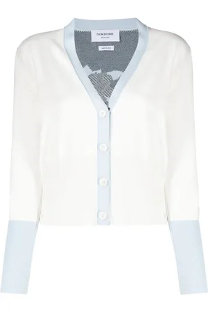 Thom Browne Floral-intarsia contrasting-trim cardigan