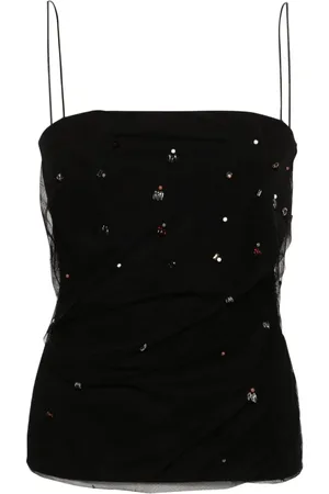 Dorothee Schumacher Bead-embellished tulle-overlay top